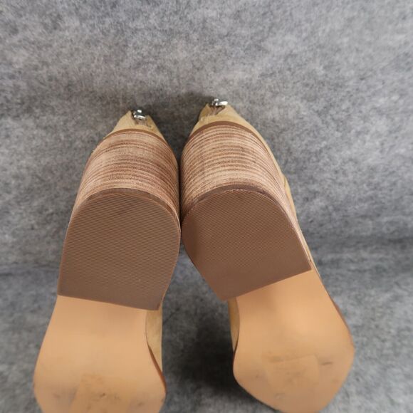 BP Shoes Womens 8 Bootie Fashion Block Heel Cut Out Zip Almond Toe Brown Brynne - Picture 14 of 16